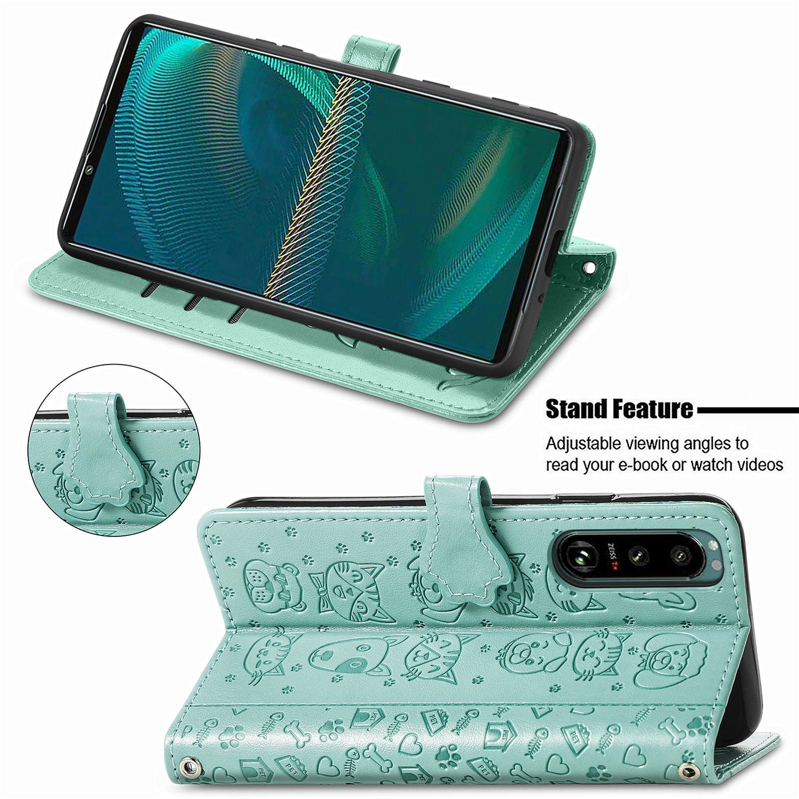For Sony Xperia 5 IV 5G Anti-Shock Phone Shell PU Leather Wallet Cover Imprinted Cat Dog Pattern Phone Stand Case For Sony Xperia 5 IV 5G Anti-Shock Phone Shell PU Leather Wallet Cover Imprinted Cat Dog Pattern Phone Stand Case